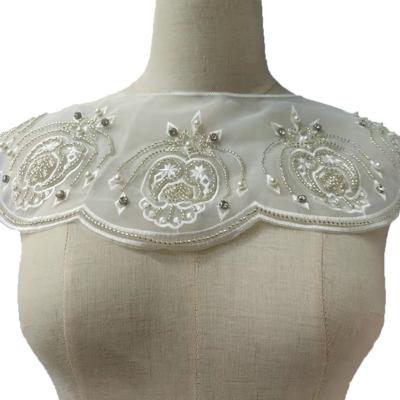 China Sustainable Embroidery Lace Collar Applique Border Lace Fabric For Girl Dress for sale