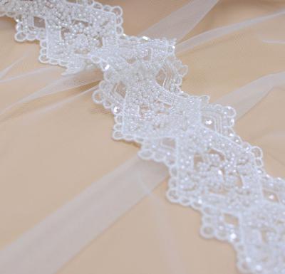 China Viable Factory Trimming Lace Embroidery Designs Border Embroidery Lace To Trim White Ribbons for sale