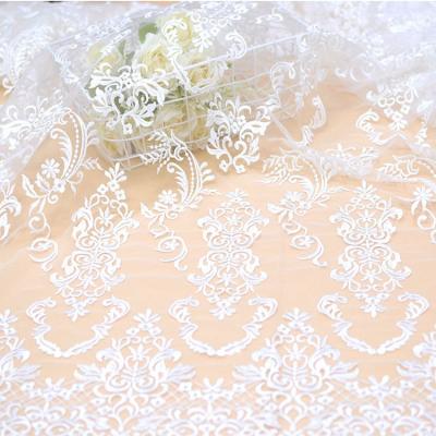 China Manufacturer Stain Width130cm Polyester Embroidery Fabric Mesh Embroidery Lace Sustainable Wedding for sale