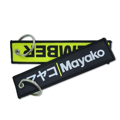 China Custom Woven Key Chain Patch Aviation Strap RBF Fabric Embroidered Key Chain FOB Embroidered Key Chain With Your Own Design for sale