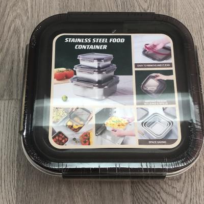 China Freshness Keeping Low Price Manufacturer 2pcs Stainless Steel Lunch Containers Fit Metal Logo OEM Custom Bento Box Kitchen Compartment for sale