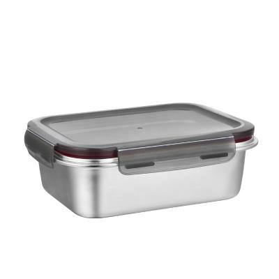 China Hot Sale Manufacturer 2pcs Stainless Steel Lunch Containers Metal Logo Low Price Freshness Storage OEM Bento Box Kitchen Custom Compartment for sale