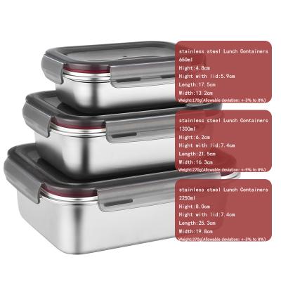 China Hot Sale Manufacturer 2pcs Stainless Steel Lunch Containers Metal Logo Low Price Freshness Storage OEM Bento Box Kitchen Custom Compartment for sale