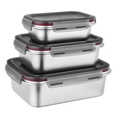 China Freshness Preservation Stainless Steel Lunch Containers Metal Custom Logo Bento Box Kitchen Hot Sale OEM Compartment Low Price 2pcs Manufacturer Square for sale