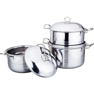 China Sustainable Stainless Steel Cookware Sets Casserole Pots And Pans Pan Logo OEM South Africa Factory Price Cheapest Hot Selling Finer for sale