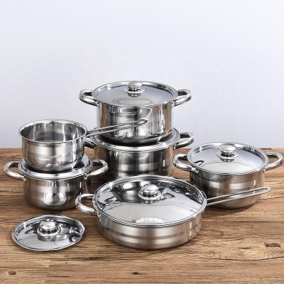 China Amazon Best Viable Hot Sales Price Manufacturer 12PCS Stainless Steel Cookware Sets Cooking Pans Pots Nonstick Logo OEM for sale