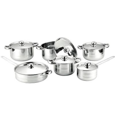 China Sustainable Amazon 12pcs Stainless Steel Cookware Sets Pots Kitchen Cook Color Box Customized Color Finer Cheaper Hot Sale Factory Price for sale