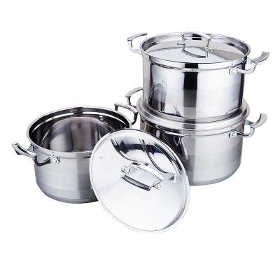 China ELERANBE 6pcs Sustainable Stainless Steel Cookware Sets Cheaper Wholesale Cheaper Logo Factory Pan OEM Custom Made Saucepan for sale