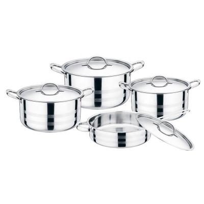 China Amazon Best Viable Hot Sales Price Manufacturer 8PCS Stainless Steel Cookware Sets Cooking Pans Pots Nonstick Logo OEM for sale