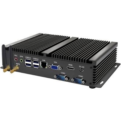 China Fanless Rackmount PC Industrial Mini Computers Wall-mountable Desktop with i3-4005U 8GB RAM 128GB SSD Windows 10 Pro Mini PC for sale