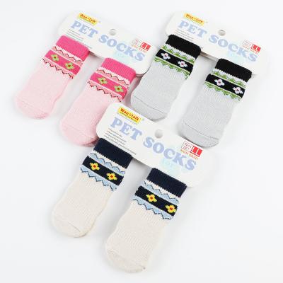 China Popular Products Multicolor Floral Stocked Pattern Cotton Fabric Socks For Dogs For Indoor Walking for sale