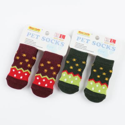 China Pet Accessories Cotton Cloth Pet Shoe Anti-slip Cute Stocked Socks For Dogs Cats For Indoor Walking for sale