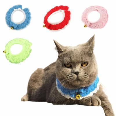 China 2021 New Custom Pattern Knitted Pet Supplies Multi-colors Knitting Bell Dogs Cats Collar Pet Accessories for sale