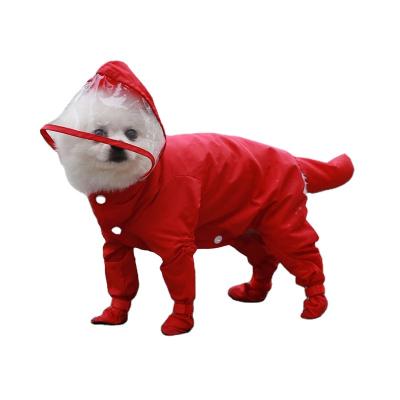 China Wholesale Viable Comfortable Dog Hoodie Dogs Reflective Waterproof Raincoat With Shoes for sale