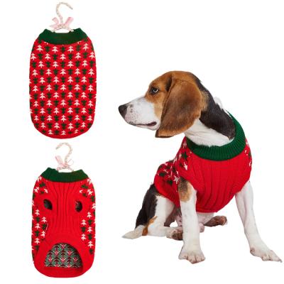 China Hot Sale Dog Acrylic Christmas Fabric Stocked Striped Pet Sweater With Christmas Tree Pattern For Outdoor Pet for sale