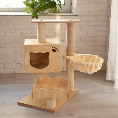 China Hot Sale Stocked Cat Scratcher Board Interactive Wooden Cat Climbing Frame for Pet Play for sale