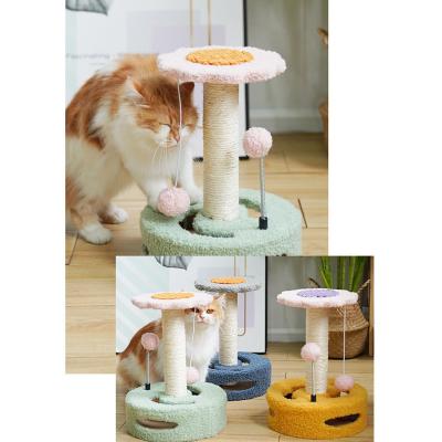 China Sustainable Cat Tree Kitten Climbing Activity Center Lined Post Furniture Bed Soft Toys Cat Tree With Sunflower for sale