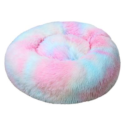 China Breathable Pet Bed Furniture Multicolor Washable Plush Around Large Fluffy Pet Beds for sale