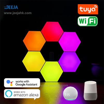 China JEJA 2022 Modern Color Voice Control Wifi Tuya Smart Home Lights Hexagon Led Light Works With Amazon Alexa And Google Assistant for sale