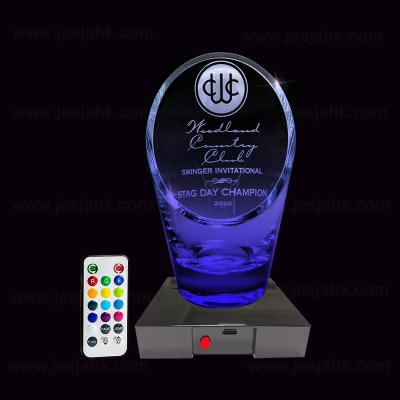 China Europe high quality JEEJA led light low lighting up your glory crystal awards or trophies for sale