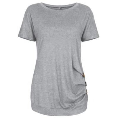 China Longer Length QUICK DRY T Shirt For Women New Design For Side Button Edge High Quality Soft Material Tee Shirt for sale