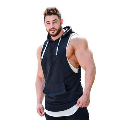 China High Quality 2020 Popular Sleeveless Gym QUICK DRY High Quality 100% Cotton Men Hooded Tank Tops for sale