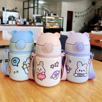 China 400ML Fitness PORTABLE Outdoor Kawaii Unique Water Bottle Camping Drinking Stainless Steel With Straw for sale