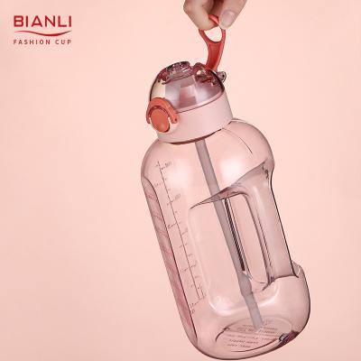 China 2000ml Best Selling Plastic Portable Gym Products Sustainable Reusable Gallon Water Bottle Motivational Water Bottles for sale