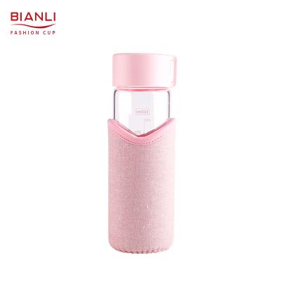 China Outdoor Luxury Leakproof Unique Portable Viable Sublimation Kawaii Stocked Glass Water Bottle for sale