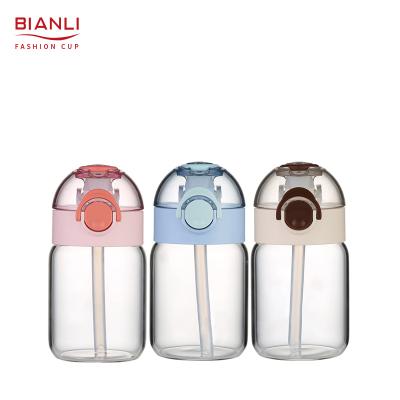 China RTS Clear Luxury Cute Outdoor Kawaii Small Borosilicate Glass Single Reusable Stocked Water Bottle for sale