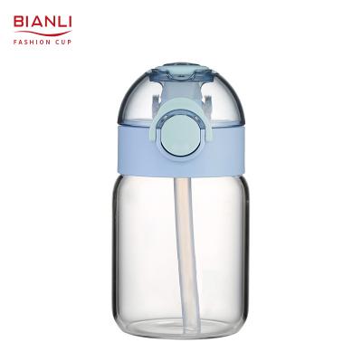 China RTS Clear Kids Straw Kawaii Outdoors Luxury Glass Bottle Stocked Drinking Water for sale