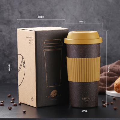 China Sustainable Customized Biodegradable Coffee Grounds Brown Mugs Creative Double Wall Gift Eco Reusable Coffee Mug for sale