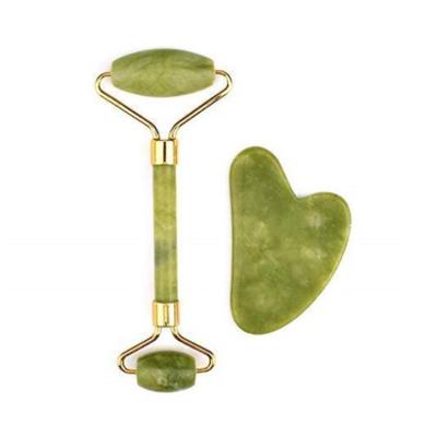 China Amazon designs hot sale colorful high quality natural jade facial roller set jade roller gua sha set for face for sale