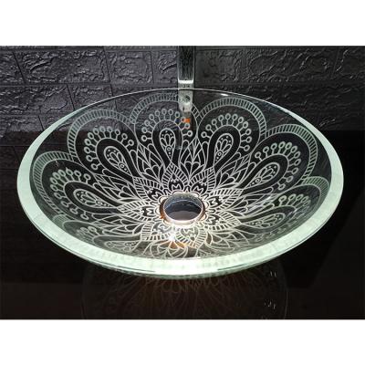 China Easy Clean Popular Clear Glass Wash Basin Oval Shape Glass Sink Bowl Table Top Art Basin Luxury Glass Bathroom Sinks for sale