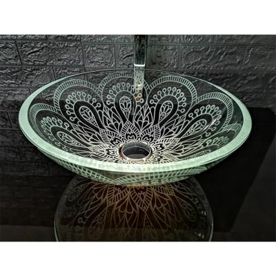 China Easy Clean Clear Glass Basin Art Worktop Basin Bathroom Clear Glass Crystal Sink for sale