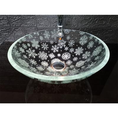 China Wash Basin Round Shape Tempered Glass Easy Clean Vessel Sink for sale