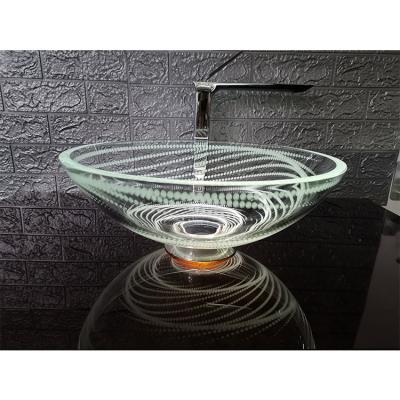 China Easy Clean White Clear Transparent Tempered Glass Round Bathroom Sink Basin for sale