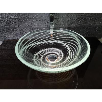 China Easy Clean Fancy Clear Colored Transparent Tempered Glass Bathroom Vessel Sink for sale