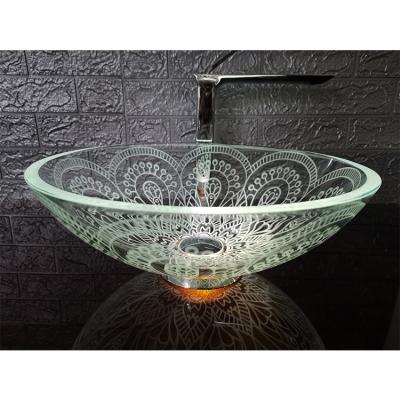 China Easy Clean Glass Clear Glass Sink Arts Bathroom Glass Sink for sale