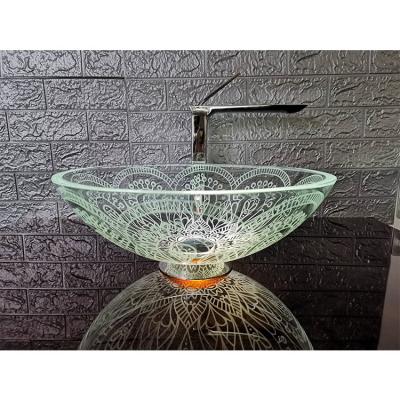 China Easy Clean Arts Bar Clear Glass Wash Basin For Home Hotel for sale