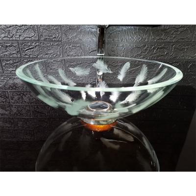 China Bowl Shaped Glass Bathroom Easy Clean Sinks Glass Sink Bowls Bathroom Wash Basin for sale