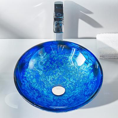 China Italy Eco-friendly Style Bathroom Certification CUPC Aluminum Basin Basin Freestand Blue Sink Tempered Wash Vessel Basin Glass Sink for sale