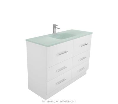 China Eco-friendly Modern Glass Basin Vanity Countertop Bathroom Sink Vanity Cabinet for sale