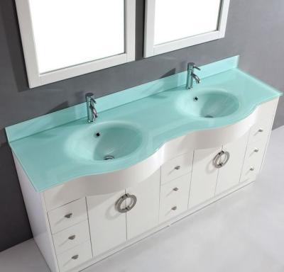 China Easy Clean Modern Bathroom Vanity Cabinet Solid Exterior Vanity Top Design for sale