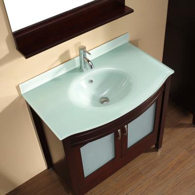 China Contemporary North American Tempered Glass Countertop Bathroom Vanity Top Counter Basin for sale