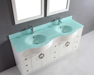 China Wholesale Easy Clean Glass Bathroom Vanity Countertop Double Basin Bathroom Vanity Basin Sink With Sink for sale