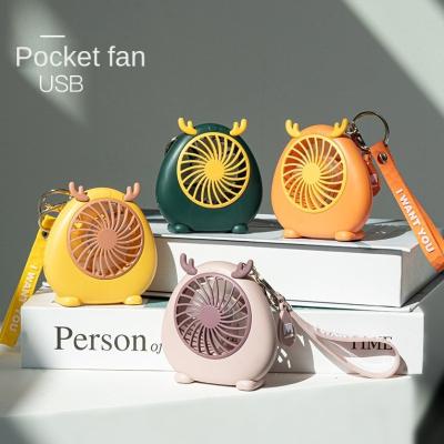 China New Small Household Handheld Fan USB Rechargeable Student Cartoon Portable Keychain Mini Fan for sale