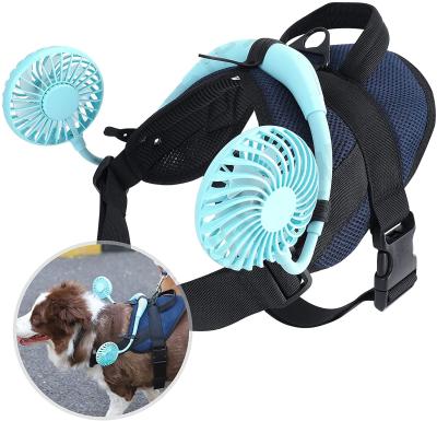 China USB Pet Fan Belt 7 Color LED Fill Light Summer Handle Dog Collar Fan Outdoor Adjustable Breathable Pet Fan for sale