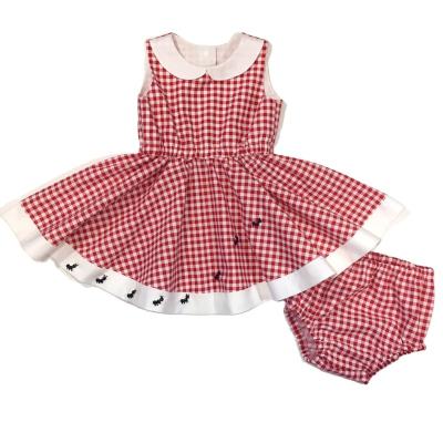 China High Quality Plus Size Kids Clothing Baby Clothes Girls Set Plaid Kids Shorts Summer Dress Set Sleeveless Boutique for sale