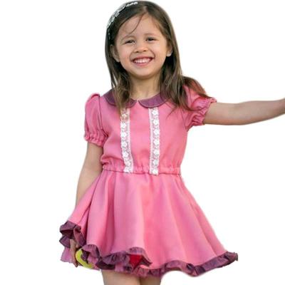 China Lovely Washable Kids Girls Breath Sleeve Clothes Birthday Party Pink Doll Collar Princess Dress Girl Pirouette Dress Boutique for sale